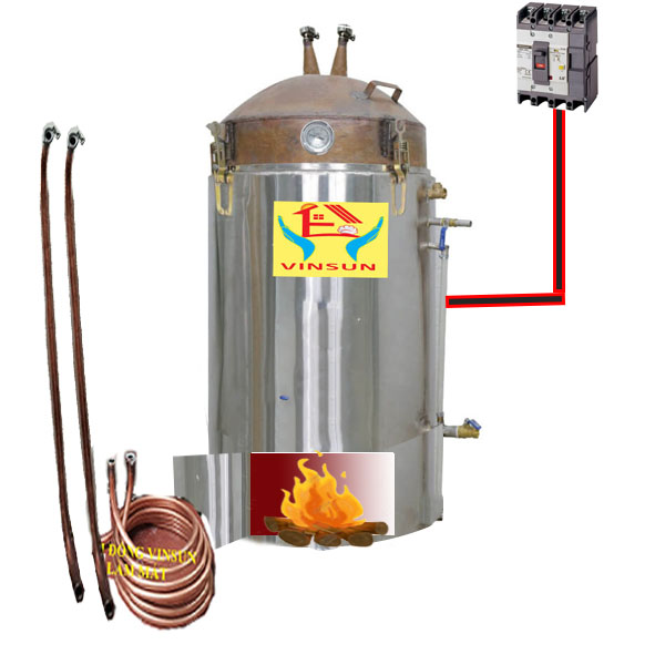 Nồi Nấu Rượu 50 Kg Điện Và Củi Loại Inox Lõi Đồng VinSun Nồi Nấu Rượu 50 Kg Điện Và Củi Loại Inox Lõi Đồng VinSun