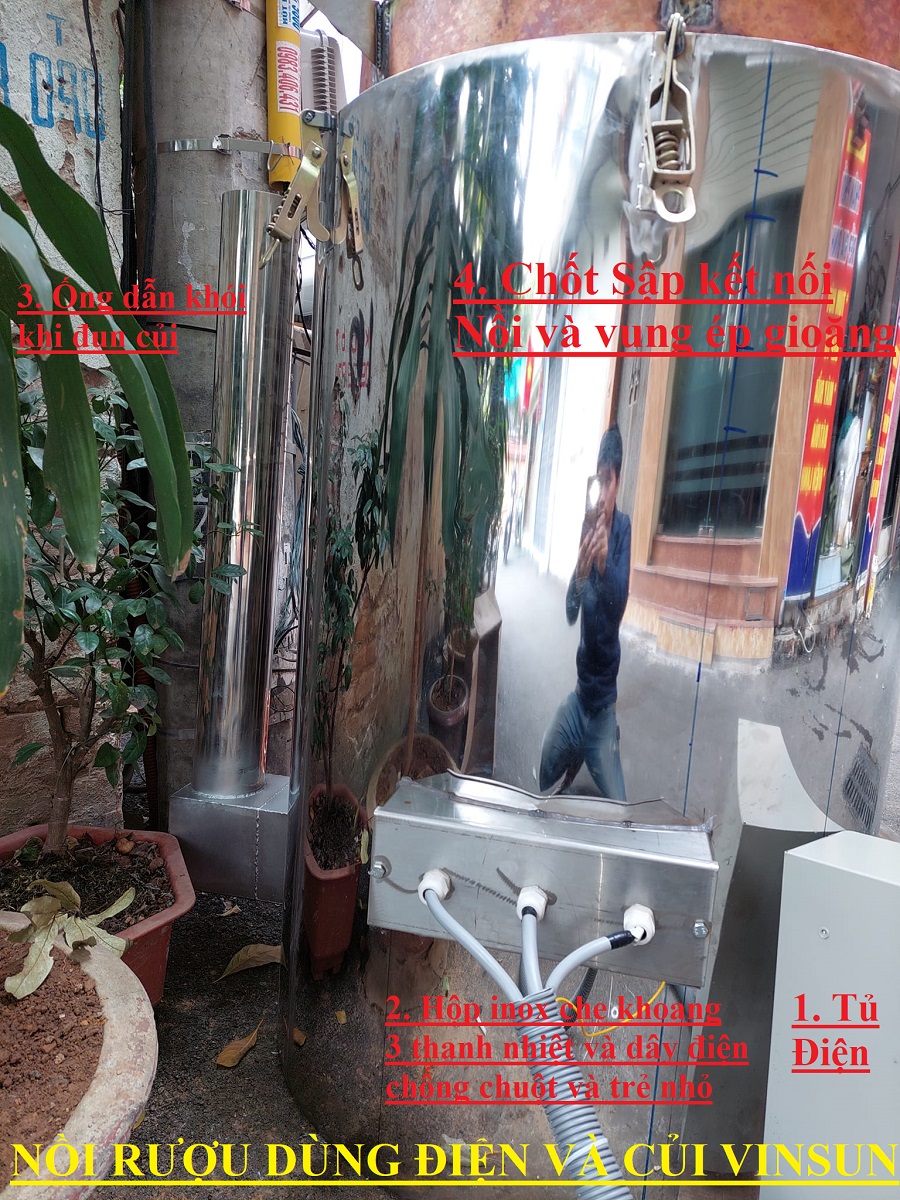 Nồi Nấu Rượu 50 Kg Điện Và Củi Loại Inox Lõi Đồng VinSun Nồi Nấu Rượu 50 Kg Điện Và Củi Loại Inox Lõi Đồng VinSun