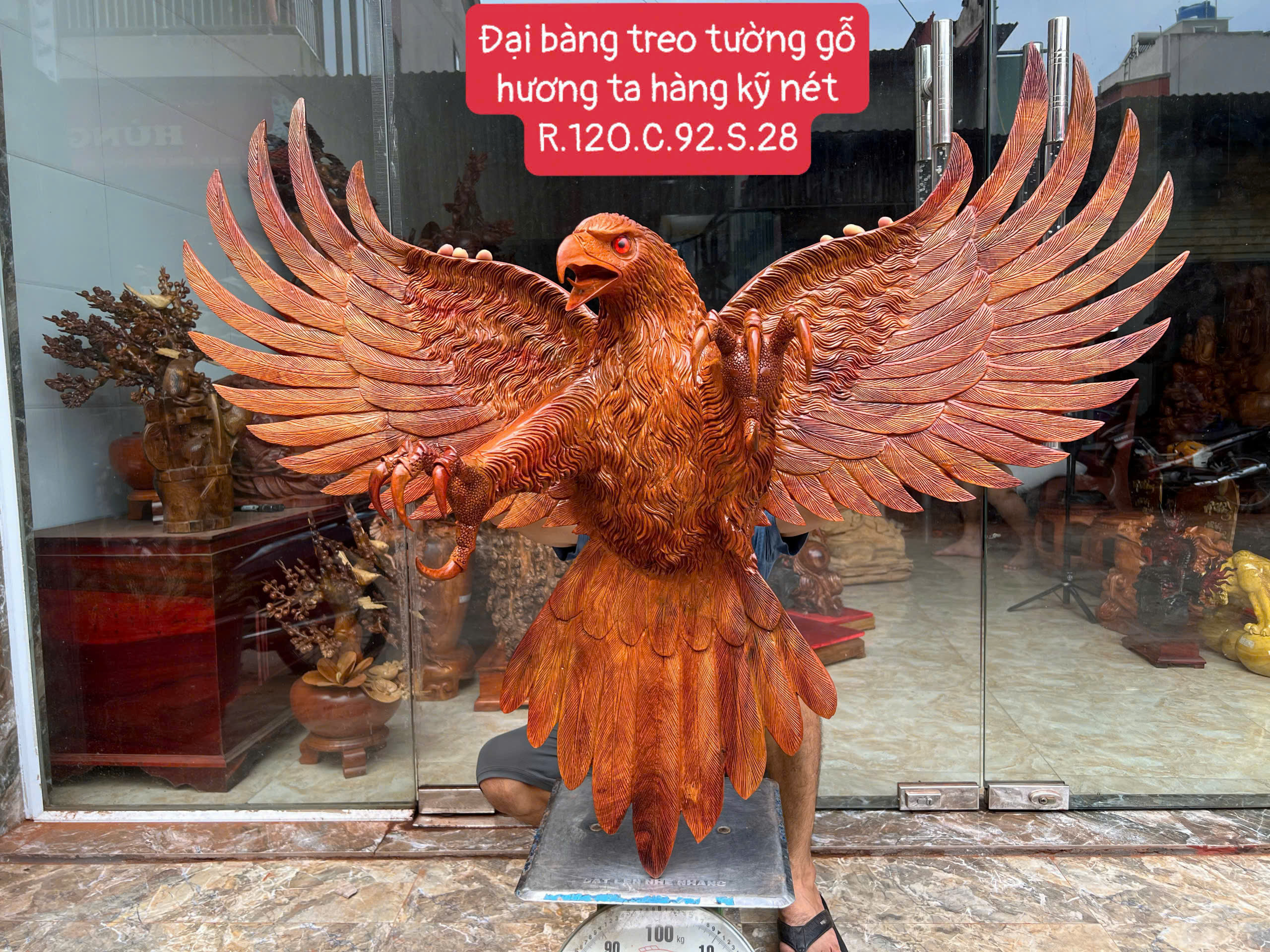 Tượng Đại Bàng Tung Cánh Treo Tường ViNuVi Mộc Tượng Đại Bàng Tung Cánh Treo Tường ViNuVi Mộc