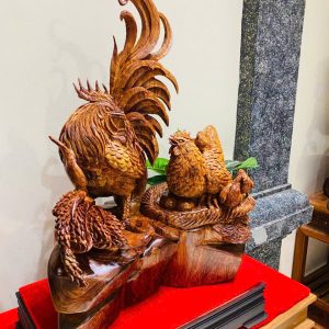 Tượng Gia Đình Gà C62xR43xS29 Gỗ Cẩm Việt ViNu Mộc