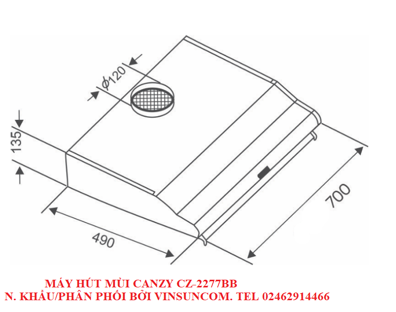 Máy Hút Mùi CANZY CZ-2277BB VINSUN Phân Phối Máy Hút Mùi CANZY CZ-2277BB VINSUN Phân Phối